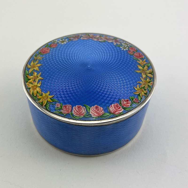 Superb Quality and Condition Blue Guilloche Enamel Box (1926)