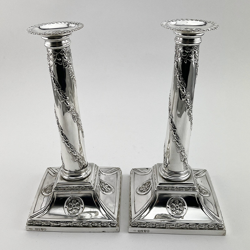 Pair of Superb Quality Victorian Sterling Silver Candlesticks (1887)