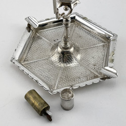 Edwardian Silver Plated Table Cigar Lighter in the Form of a Victorian Street Light