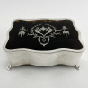 Large Rectangular Edwardian Tortoiseshell and Silver Jewellery or Trinket Box (1905)