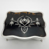 Large Rectangular Edwardian Tortoiseshell and Silver Jewellery or Trinket Box