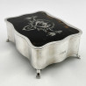 Large Rectangular Edwardian Tortoiseshell and Silver Jewellery or Trinket Box