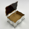 Large Rectangular Edwardian Tortoiseshell and Silver Jewellery or Trinket Box