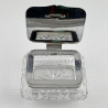 Unusual Shape Edwardian Cut Glass and Silver Plated Trinket Box