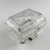 Unusual Shape Edwardian Cut Glass and Silver Plated Trinket Box