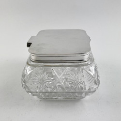 Unusual Shape Edwardian Cut Glass and Silver Plated Trinket Box