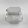 Unusual Shape Edwardian Cut Glass and Silver Plated Trinket Box