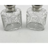 Pair of Sterling Silver Mauve Coloured Guilloche Enamel Perfume Bottles