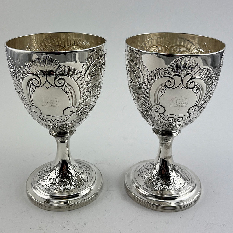 Pair of Georgian Sterling Silver Good Quality Goblets (1802) Pair of Georgian Sterling Silver Good Quality Goblets (1802)