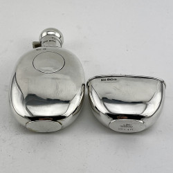 Walker & Hall Sterling Silver Hip Flask with Oval Shaped Body