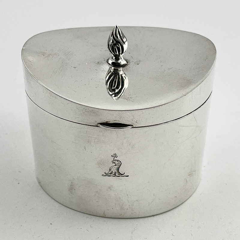 Plain Antique Sterling Silver Oval Tea Caddy (1923)