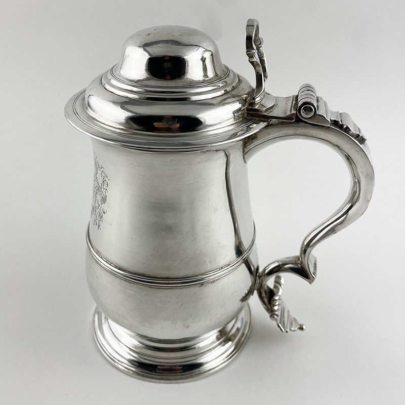 Large George II Sterling Silver Lidded Tankard (1754)