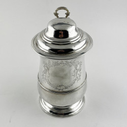 Large George II Sterling Silver Lidded Tankard