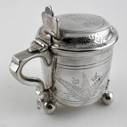 Unusual Victorian Tankard Style Sterling Silver Mustard Pot
