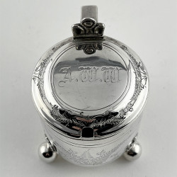 Unusual Victorian Tankard Style Sterling Silver Mustard Pot