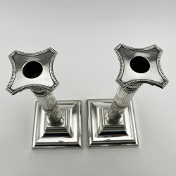 Pair of Georgian Style Sterling Silver Candlesticks