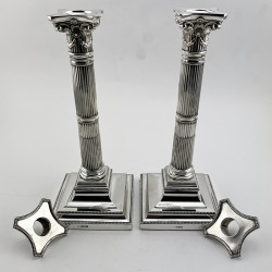 Pair of Georgian Style Sterling Silver Candlesticks