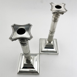Pair of Georgian Style Sterling Silver Candlesticks