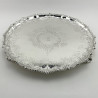 Victorian Silver Plated Salver with Engraved Lion Family Crest (c.1890)