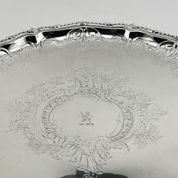 Victorian Silver Plated Salver with Engraved Lion Family Crest