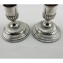 Charming Pair of Antique Dwarf Style Victorian Sterling Silver Candlesticks