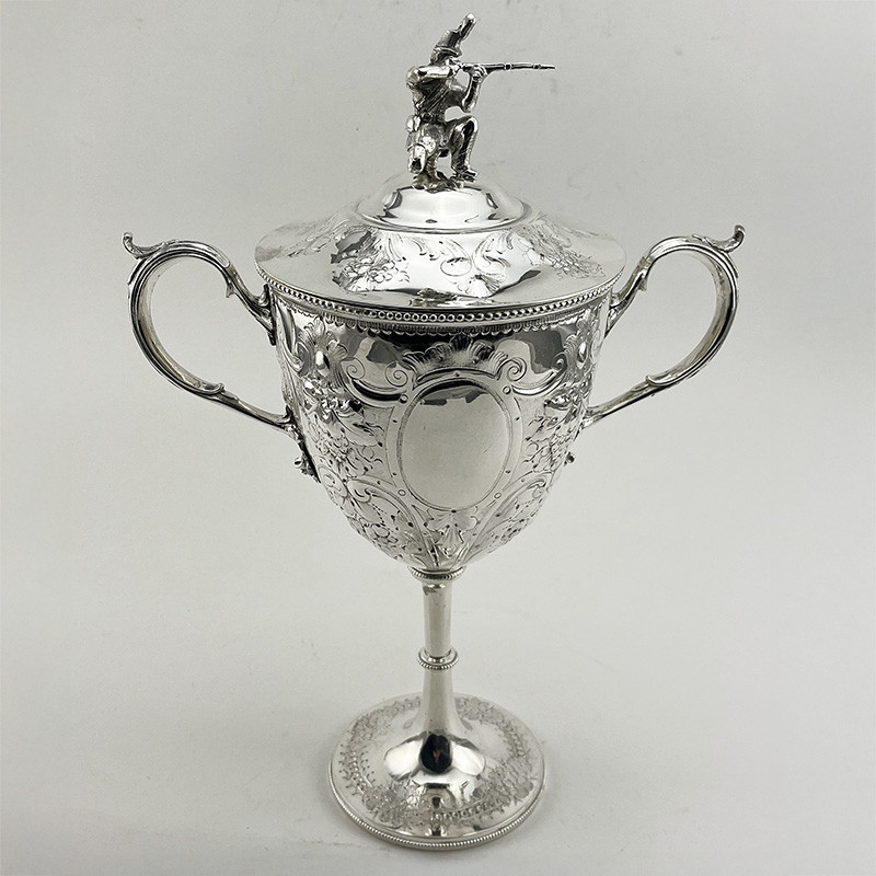 Impressive Large Victorian Lidded Silver Plated Trophy Cup with Pull Off Lid