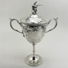 Impressive Large Victorian Lidded Silver Plated Trophy Cup with Pull Off Lid