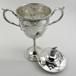 Impressive Large Victorian Lidded Silver Plated Trophy Cup with Pull Off Lid