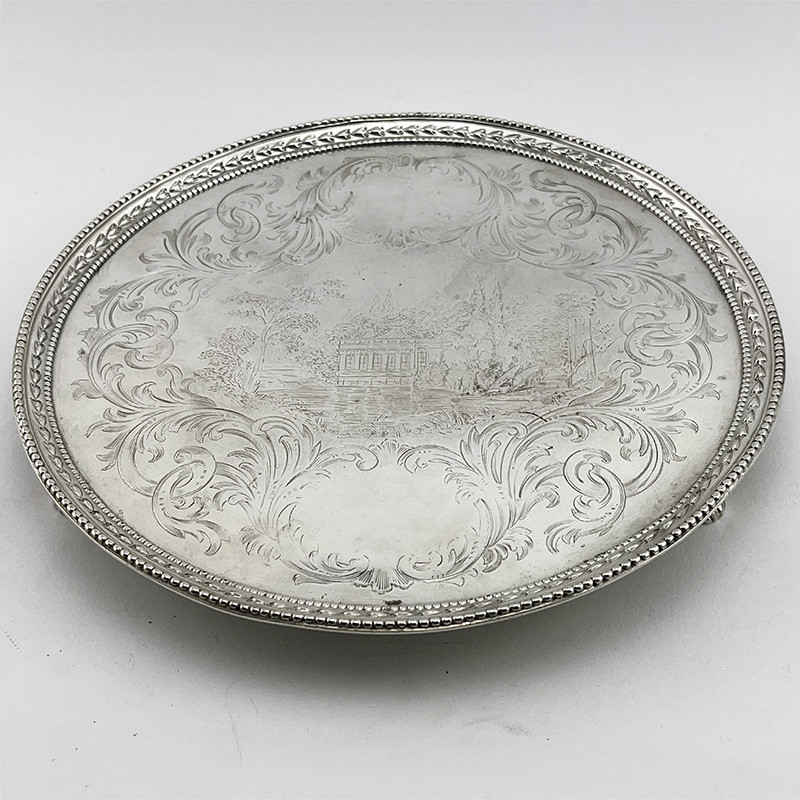 Engraved George III Round Sterling Silver Salver (1781)