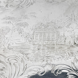 Engraved George III Round Sterling Silver Salver
