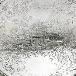 Engraved George III Round Sterling Silver Salver