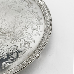 Engraved George III Round Sterling Silver Salver