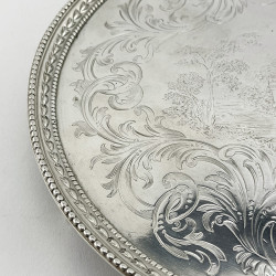 Engraved George III Round Sterling Silver Salver