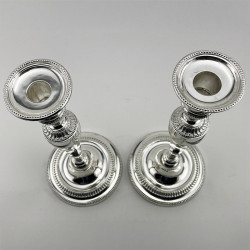 Impressive Elegant Pair of Georgian Style Victorian Silver Plated Candlesticks