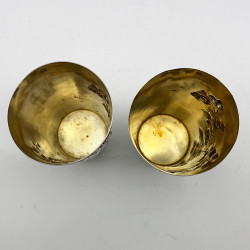 Charming Pair of Continental 800 Grade Sterling Silver Beakers