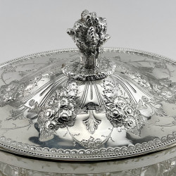 Large Fine Victorian Silver Plated Oval Biscuit or Trinket Box