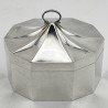 Stylish Plain Sterling Oval Cut Corner Silver Tea Caddy (1914)