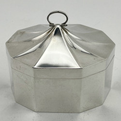 Stylish Plain Sterling Oval Cut Corner Silver Tea Caddy