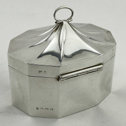 Stylish Plain Sterling Oval Cut Corner Silver Tea Caddy