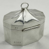 Stylish Plain Sterling Oval Cut Corner Silver Tea Caddy