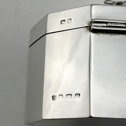 Stylish Plain Sterling Oval Cut Corner Silver Tea Caddy