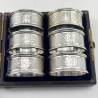 Decorative Boxed Set of Six Victorian Silver Plated Napkin Rings