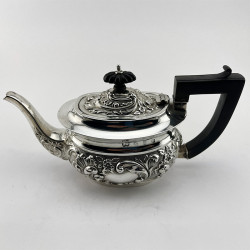 Pretty Sterling Silver Late Victorian Three Piece Bachelor Tea Set