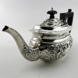 Pretty Sterling Silver Late Victorian Three Piece Bachelor Tea Set