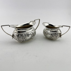 Pretty Sterling Silver Late Victorian Three Piece Bachelor Tea Set
