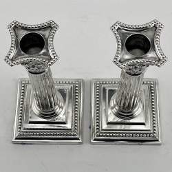 Pair of Edwardian Sterling Silver Candlesticks in Corinthian Style