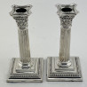 Pair of Edwardian Sterling Silver Candlesticks in Corinthian Style