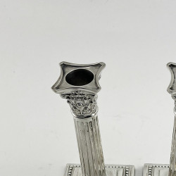 Pair of Edwardian Sterling Silver Candlesticks in Corinthian Style