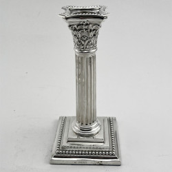 Pair of Edwardian Sterling Silver Candlesticks in Corinthian Style