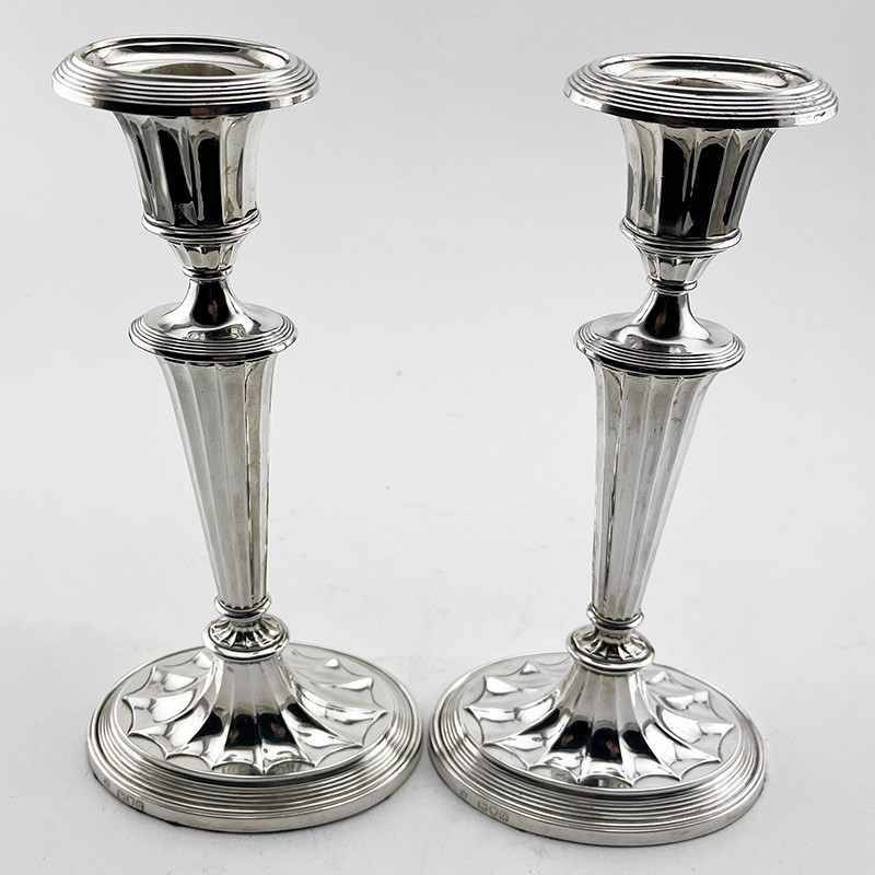 Attractive Pair of Late Victorian Sterling Silver Candlesticks (1899)